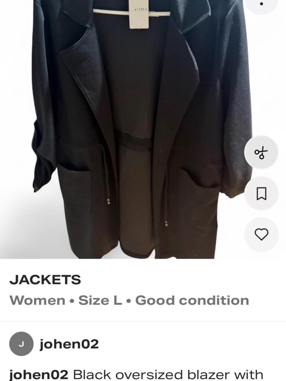 Black Relaxed-Fit Women's Blazer with Front Pockets